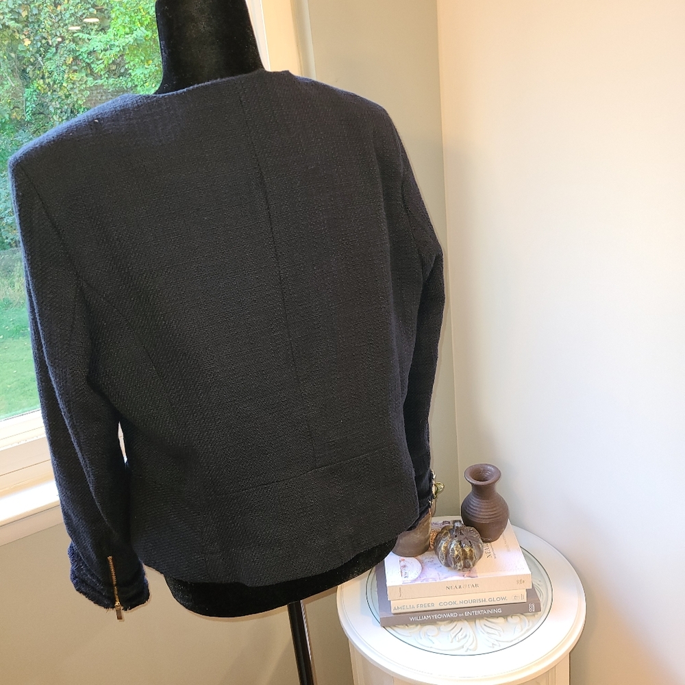 Premise navy boucle blazer gold hardware Sz 16 - Picture 3 of 7